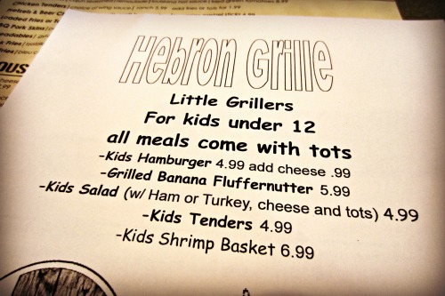 Hebron Grille Kids Menu